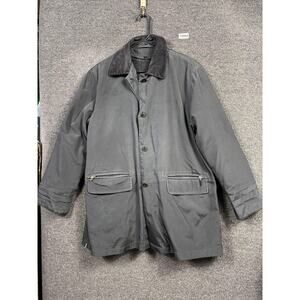 Talbots Coat Womens Petite Medium Black Barn Jacket Corduroy Collar Lined